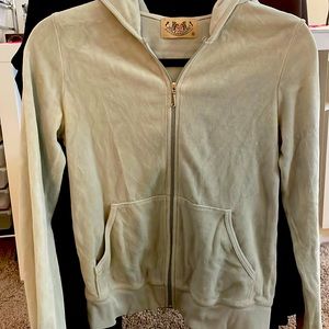 Juicy couture light seafoam green velour zip up